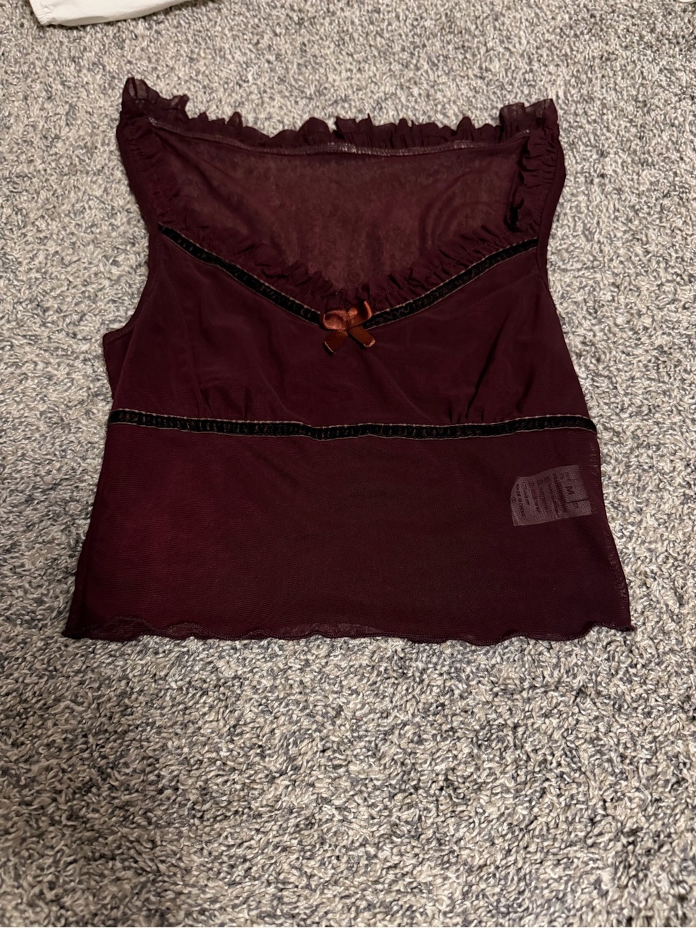 Women’s Ruffled Sleeveless Tank Top in Deep Burgundy